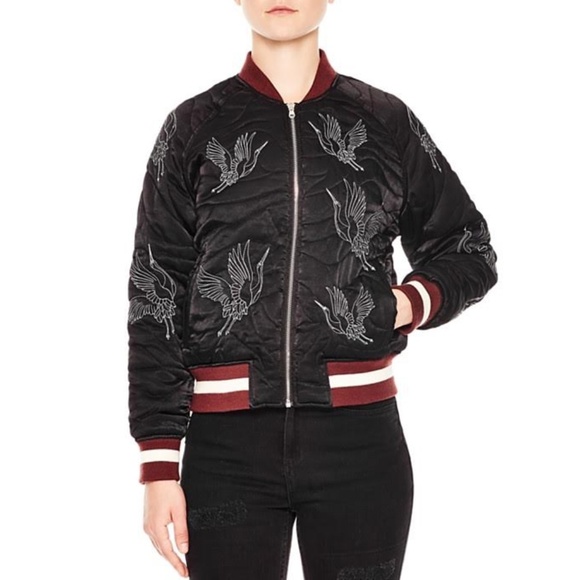Sandro Paris Embroidered Crane Bomber Jacket - Picture 16 of 16